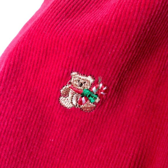 Vtg Chantilly Place Christmas Jumper Dress 24M Corduroy Teddy Bear Candy Candy - Picture 6 of 7